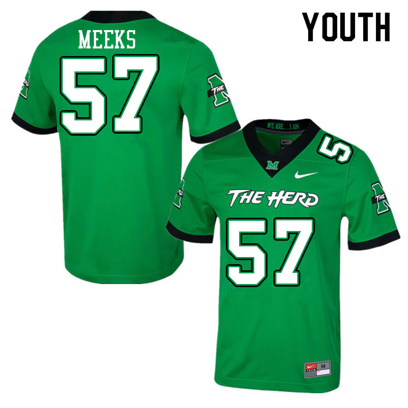 Youth #57 Eric Meeks Marshall Thundering Herd College Football Jerseys Sale-Green